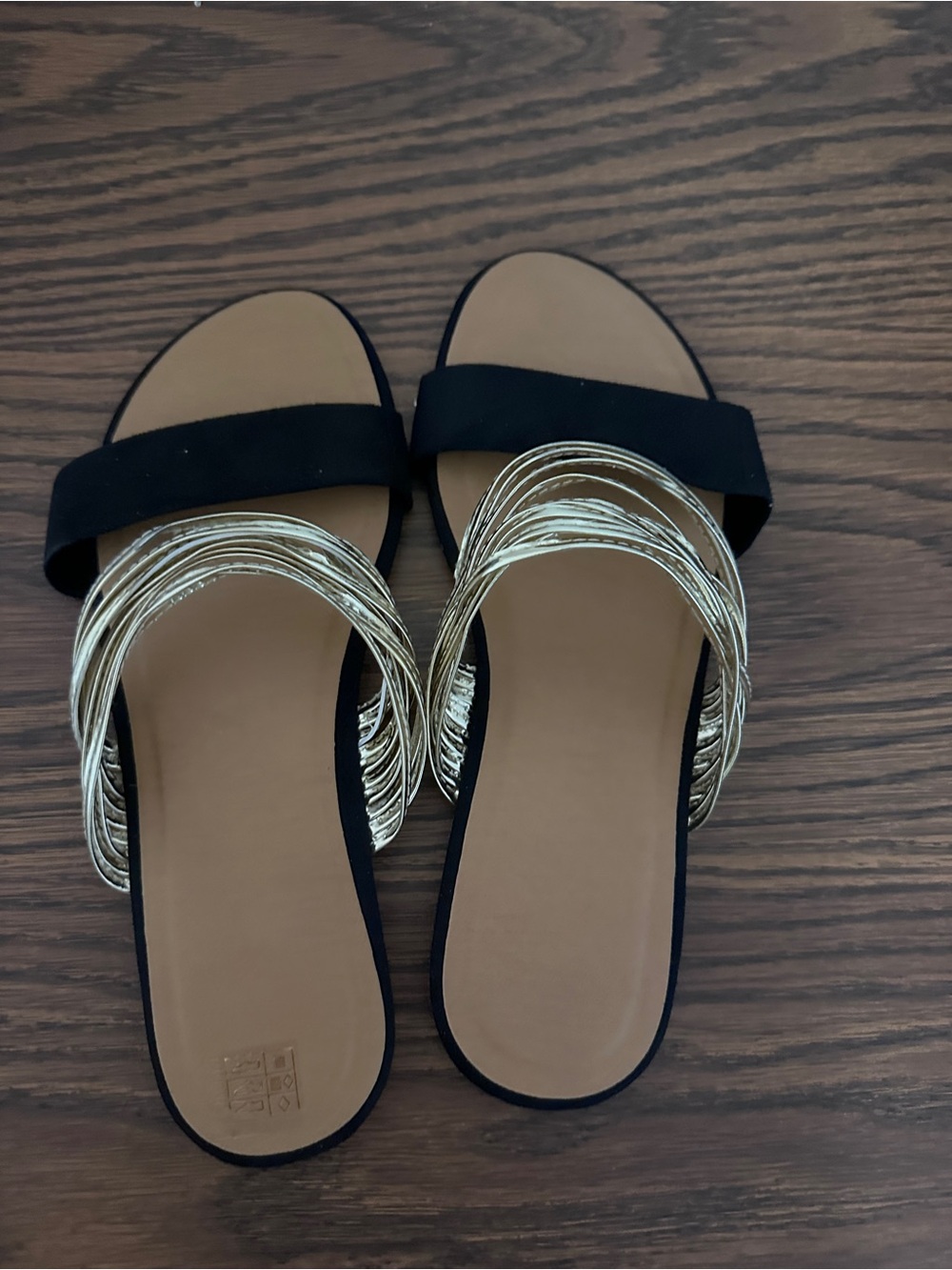 Women’s Black and Gold Slide Sandals - Elegant Everyday Comfort